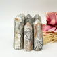 White Mexican Crazy Lace Agate Points Towers Crystal Generators