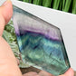 Rainbow Fluorite Diamond Rhombus on Stand Healing Crystal Home Decoration