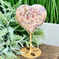 Pink Purple Amethyst Flower Agate Quartz Heart with Stand Crystal Carving 412g