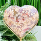 Pink Purple Amethyst Flower Agate Quartz Heart with Stand Crystal Carving 412g