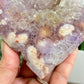 Pink Purple Amethyst Flower Agate Quartz Heart with Stand Crystal Carving 412g