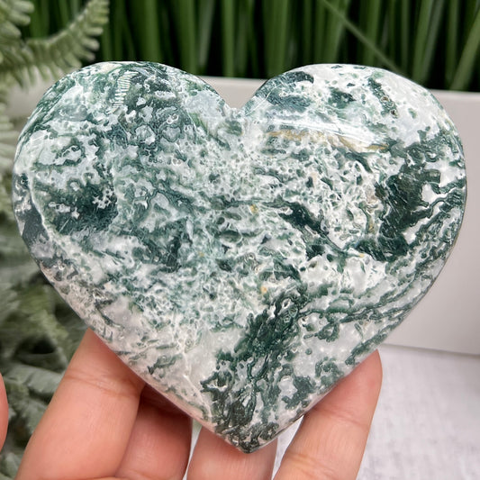 Tree Agate Heart Large Healing Crystal Carving 472g