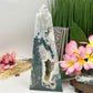 Moss Agate Tower Druzy Crystal Generator 3137g