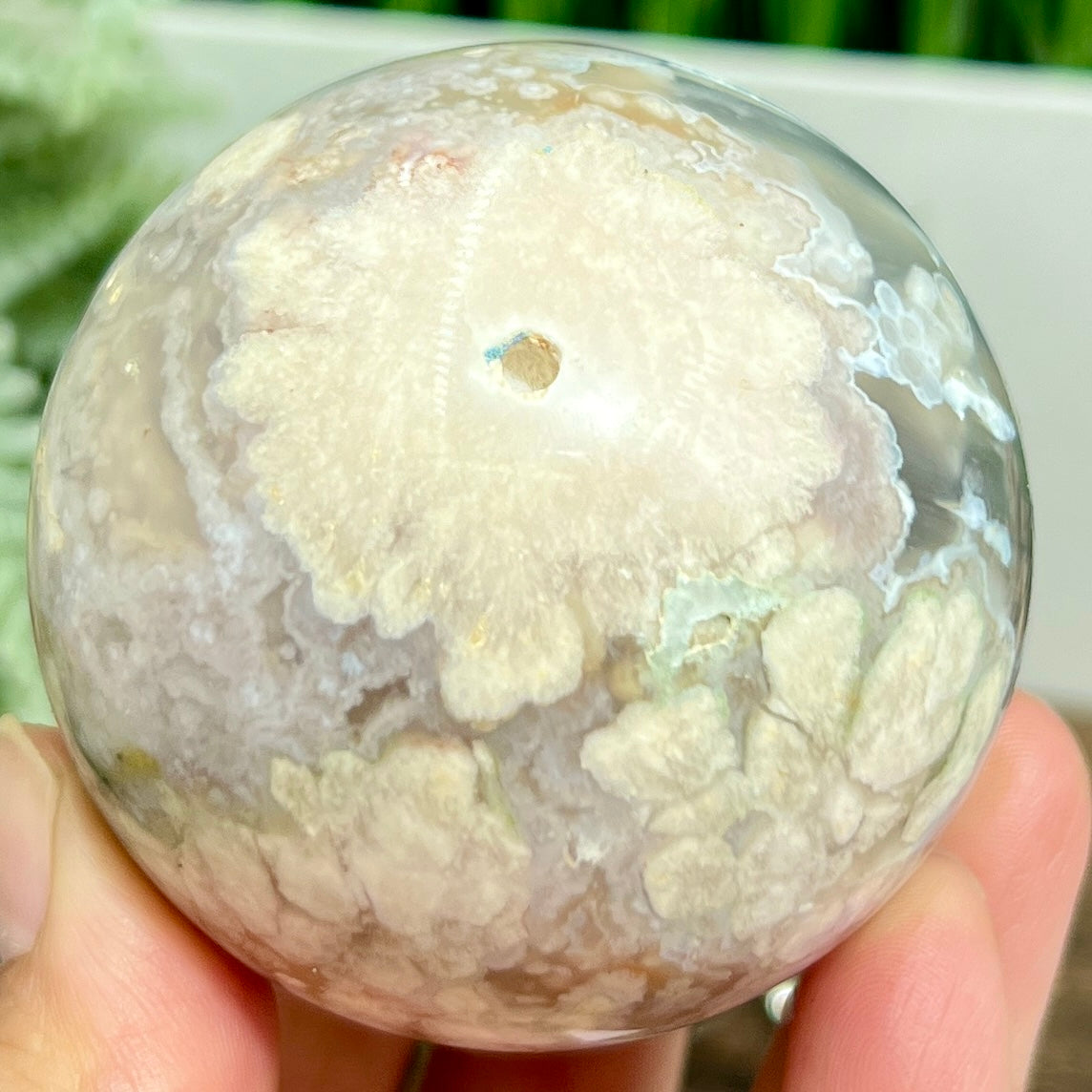 Flower Agate Sphere Healing Crystal Ball 325g 62mm