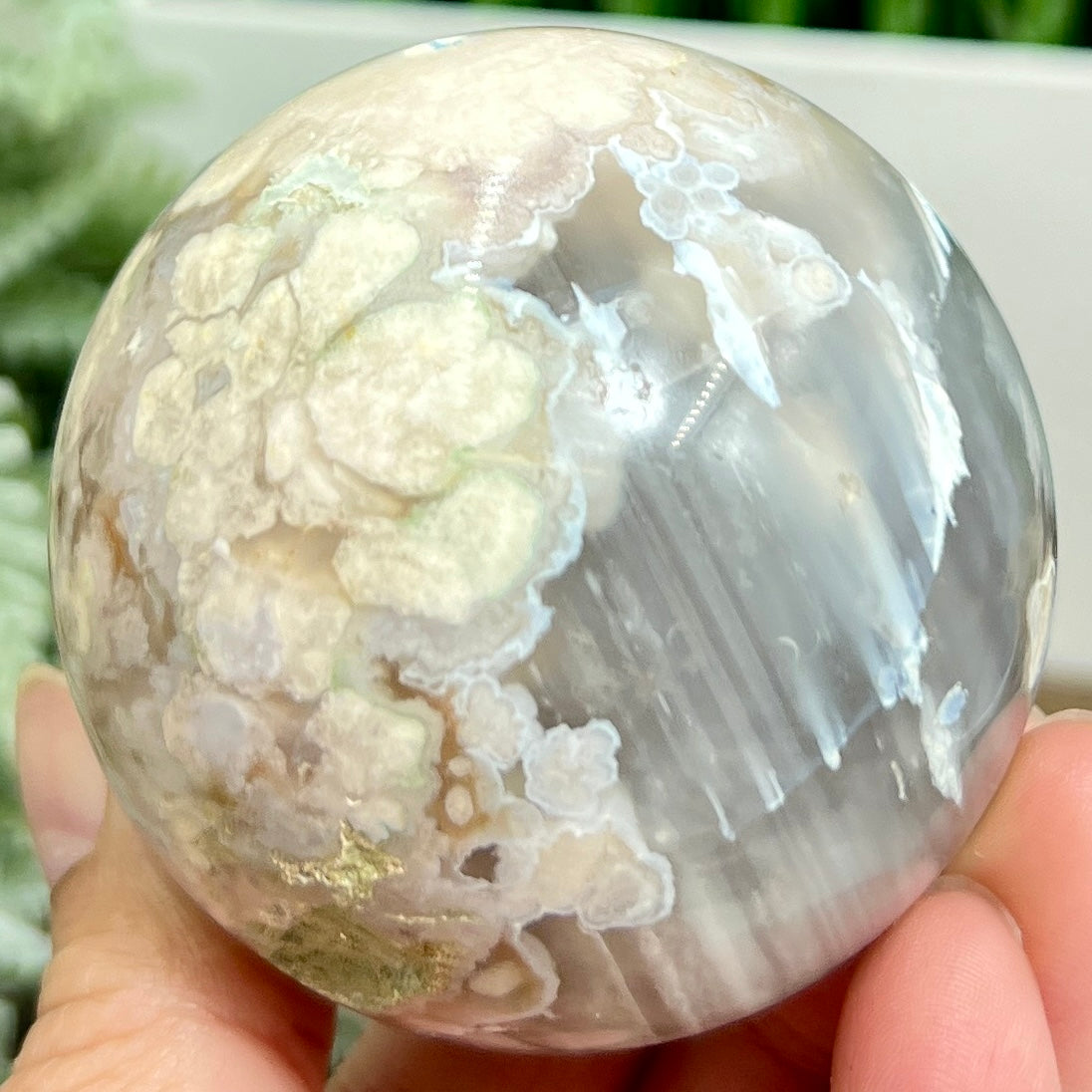 Flower Agate Sphere Healing Crystal Ball 325g 62mm