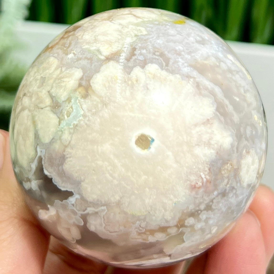 Flower Agate Sphere Healing Crystal Ball 325g 62mm