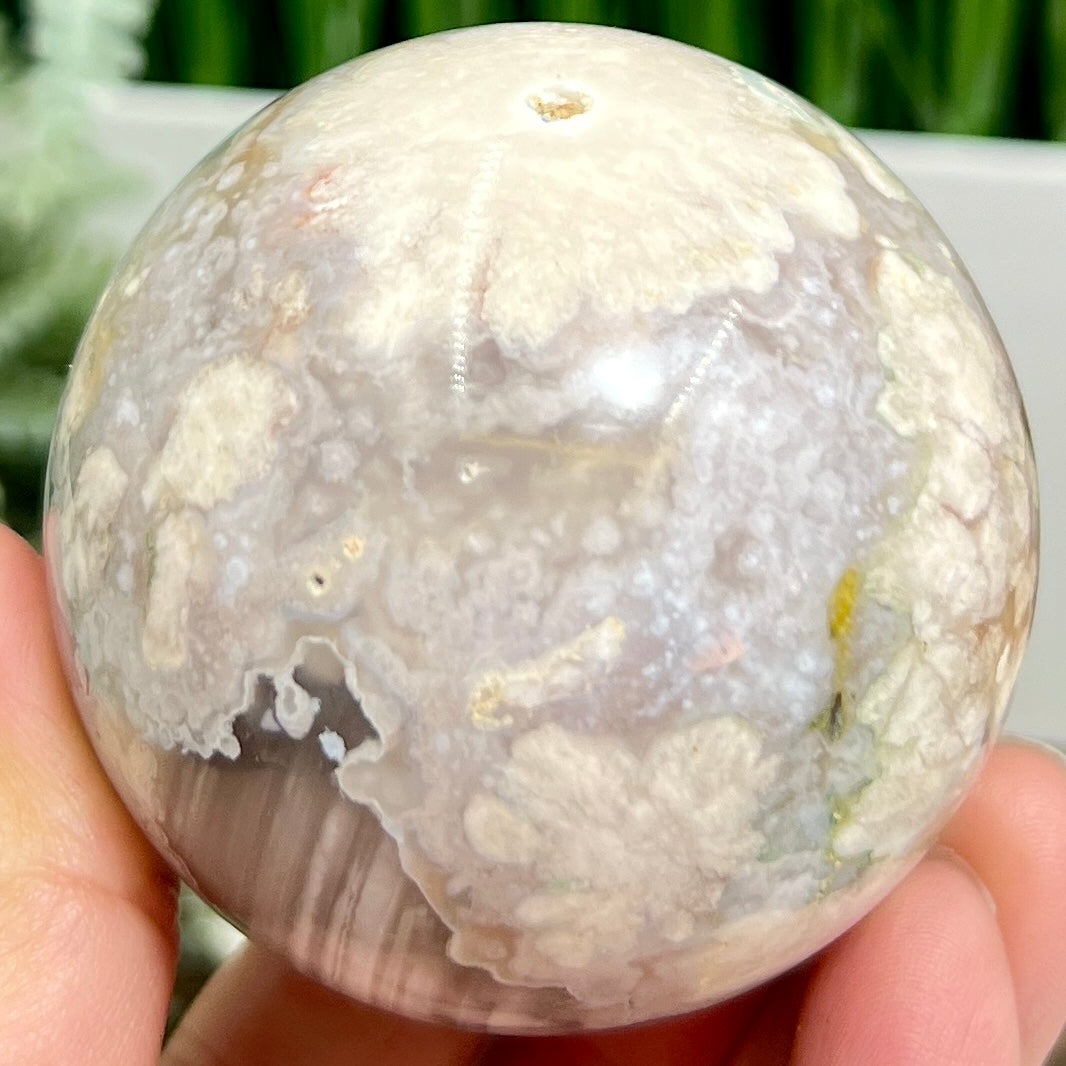 Flower Agate Sphere Healing Crystal Ball 325g 62mm