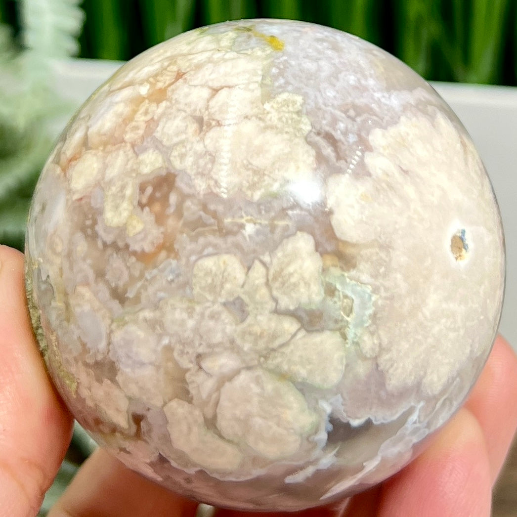 Flower Agate Sphere Healing Crystal Ball 325g 62mm