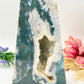 Moss Agate Tower Druzy Crystal Generator 3137g