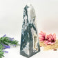 Moss Agate Tower Druzy Crystal Generator 3137g