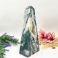 Moss Agate Tower Druzy Crystal Generator 3137g