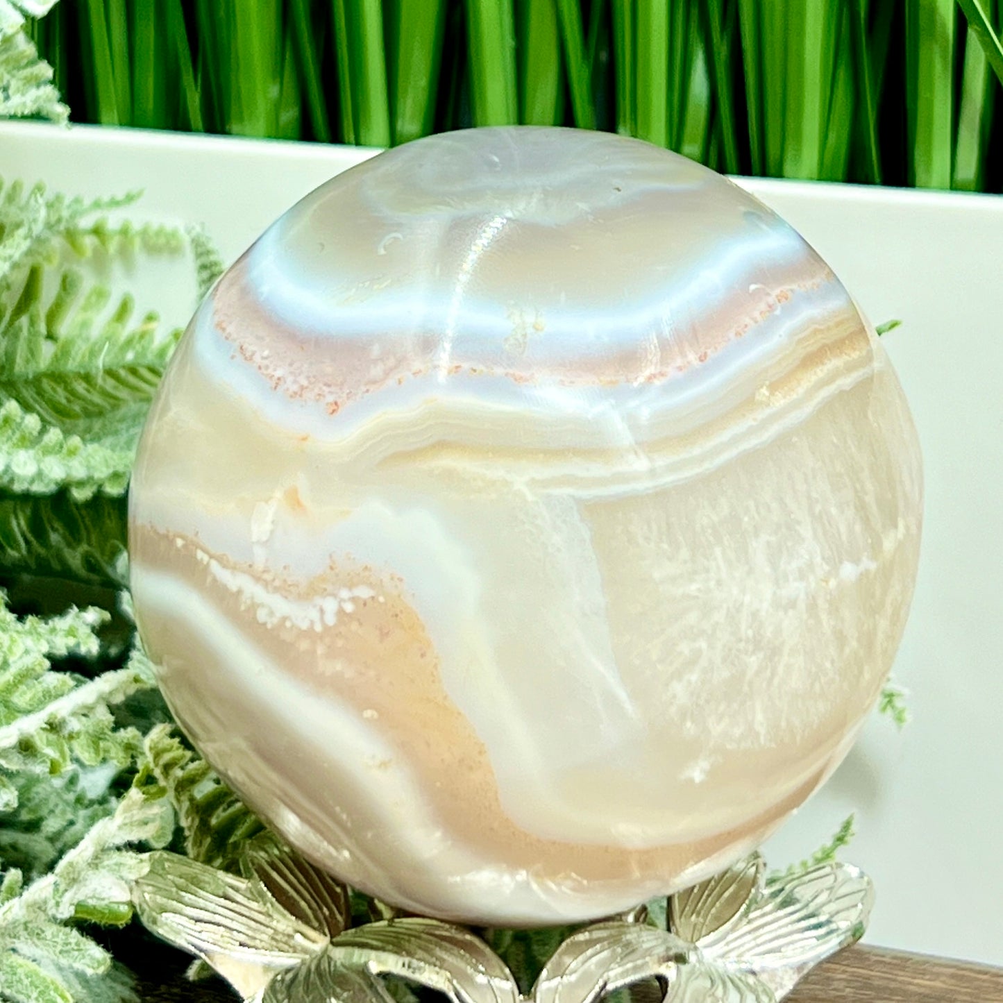 Agate Quartz Sphere Healing Crystal Ball 664g 78mm