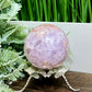 Pyrite in Pink Amethyst Flower Agate Quartz Sphere Crystal Ball 524g 73mm