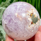 Pyrite in Pink Amethyst Flower Agate Quartz Sphere Crystal Ball 524g 73mm