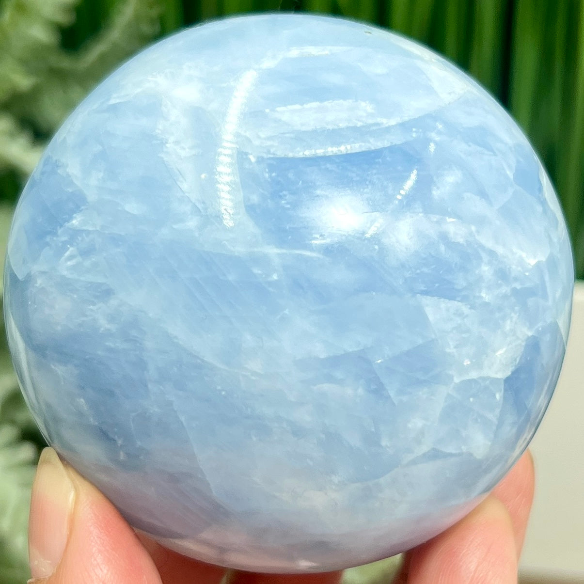 Blue Calcite Sphere Healing Crystal Ball 502g 71mm