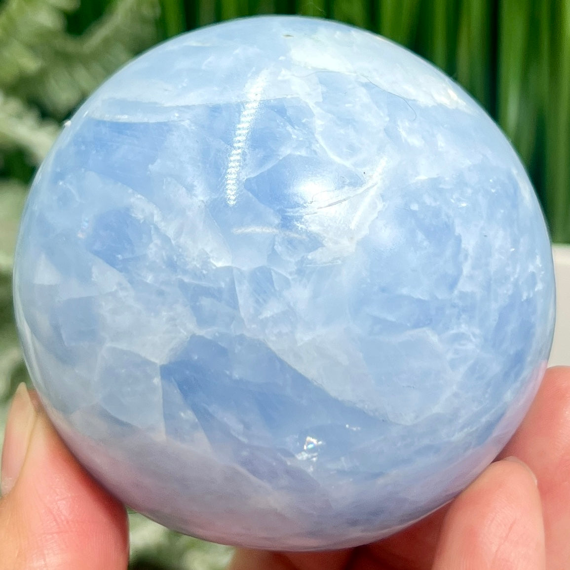 Blue Calcite Sphere Healing Crystal Ball 502g 71mm