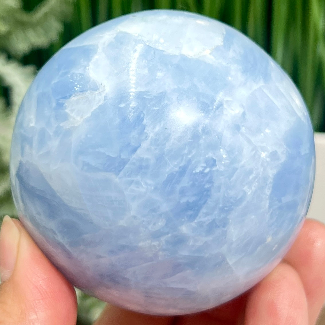 Blue Calcite Sphere Healing Crystal Ball 502g 71mm