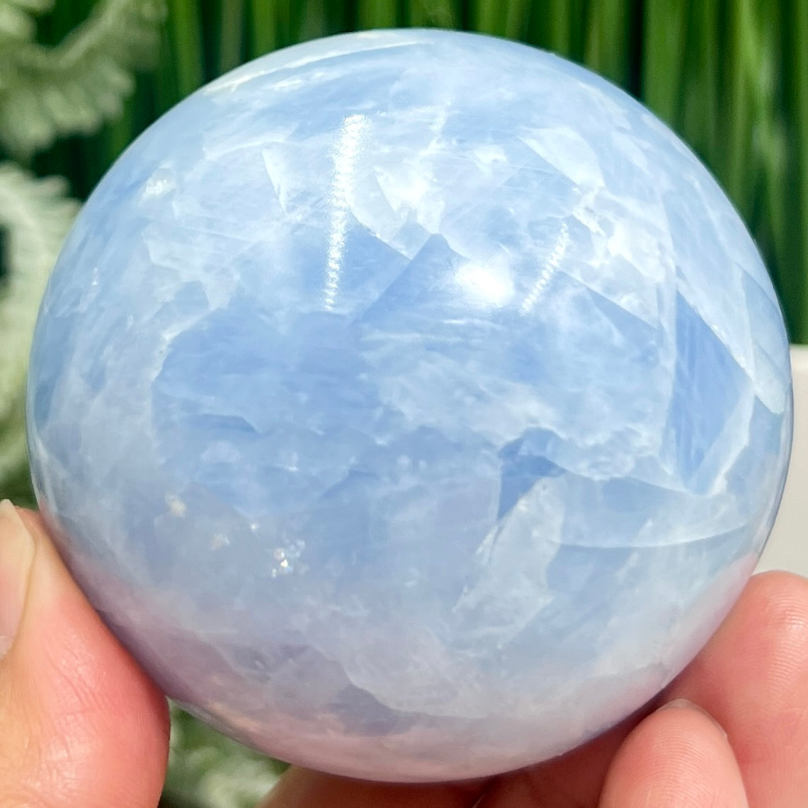 Blue Calcite Sphere Healing Crystal Ball 502g 71mm