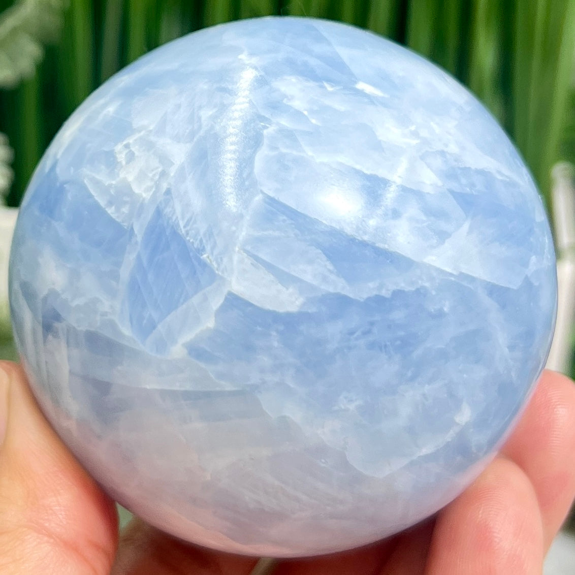 Blue Calcite Sphere Healing Crystal Ball 502g 71mm