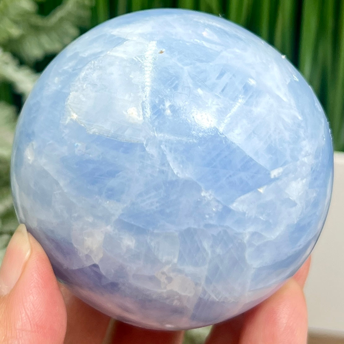 Blue Calcite Sphere Healing Crystal Ball 502g 71mm