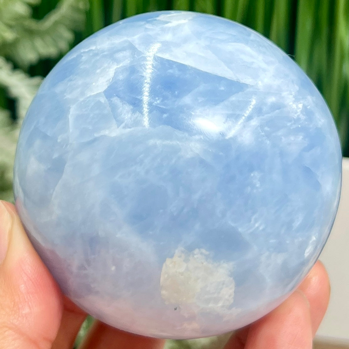 Blue Calcite Sphere Healing Crystal Ball 502g 71mm