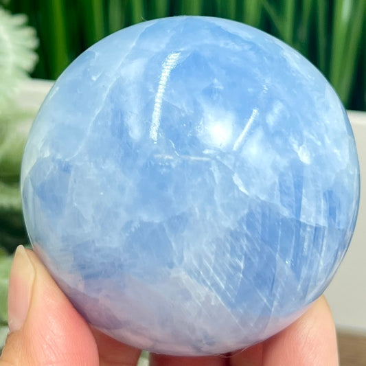 Blue Calcite Sphere Healing Crystal Ball 352g 63mm