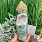 Moss Agate Tower Healing Crystal Generator 1354g 199mm