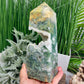 Moss Agate Tower Healing Crystal Generator 1354g 199mm