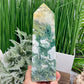 Moss Agate Tower Healing Crystal Generator 1354g 199mm