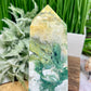 Moss Agate Tower Healing Crystal Generator 1354g 199mm