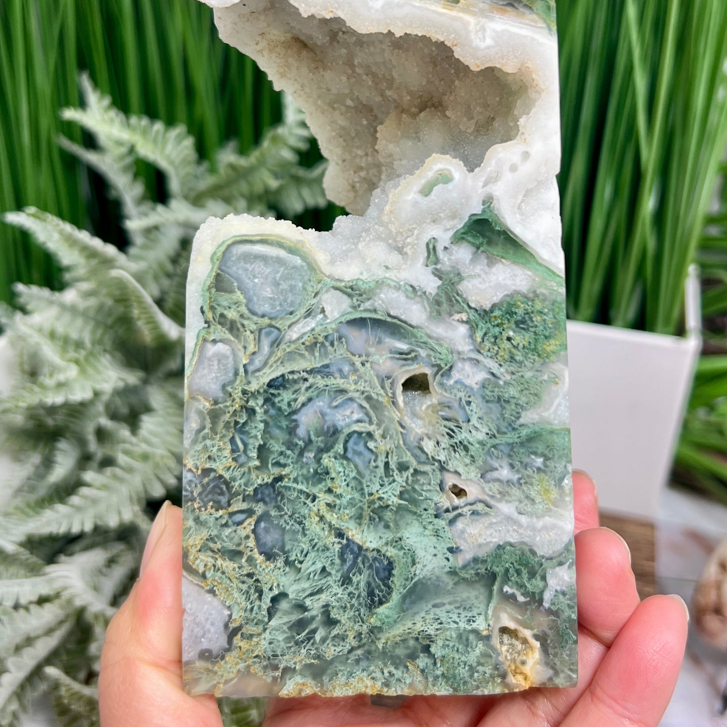 Moss Agate Tower Healing Crystal Generator 1354g 199mm