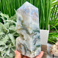 Multicoloured Moss Agate Blue Tower High Quality Crystal Generator 1132g 174mm