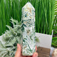 Moss Agate Tower Healing Crystal Generator 962g 203mm