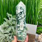 Moss Agate Tower Healing Crystal Generator 962g 203mm