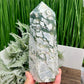 Moss Agate Tower Healing Crystal Generator 1170g 181mm