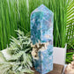 Blue Moss Agate Tower Rare Healing Crystal Generator 3776g 299mm