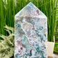 Blue Moss Agate Tower Rare Healing Crystal Generator 3776g 299mm