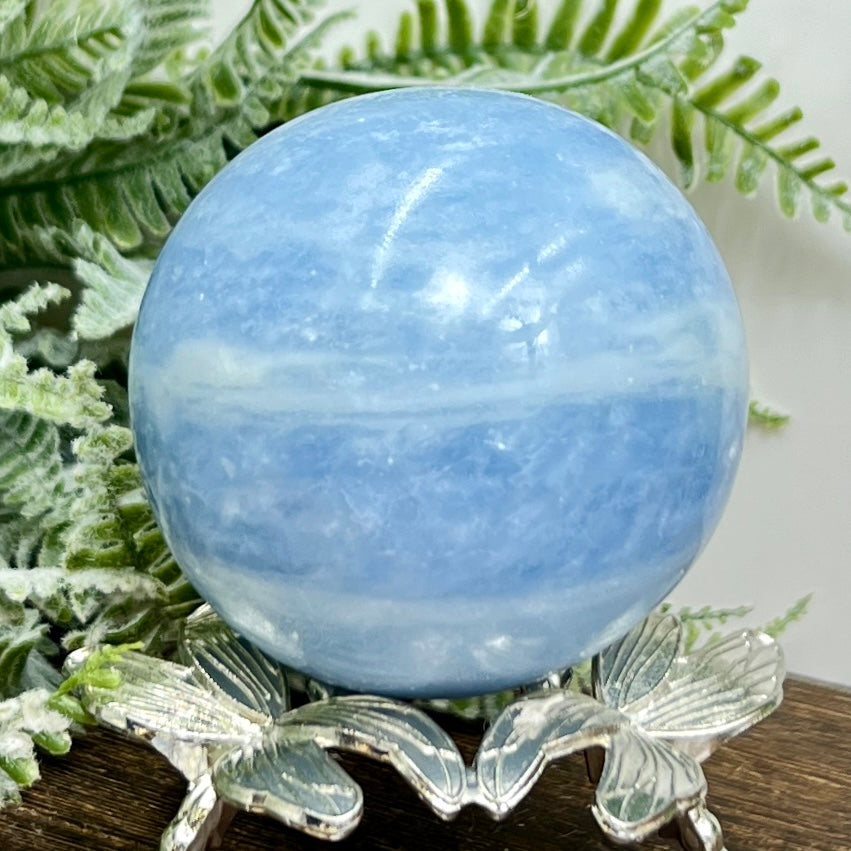 Blue Calcite Sphere Healing Crystal Ball 374g 64mm