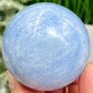 Blue Calcite Sphere Healing Crystal Ball 374g 64mm