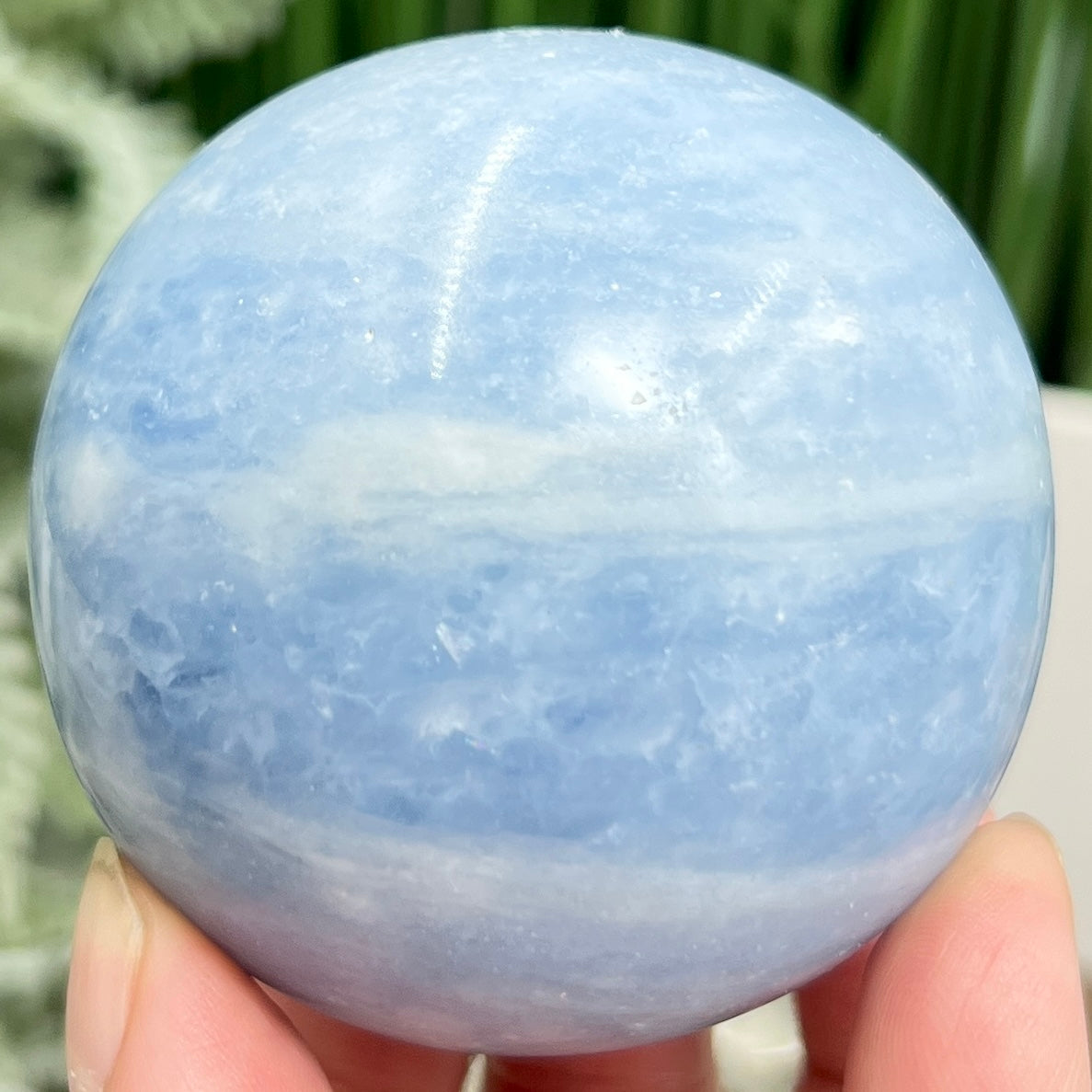 Blue Calcite Sphere Healing Crystal Ball 374g 64mm