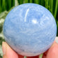 Blue Calcite Sphere Healing Crystal Ball 416g 66mm