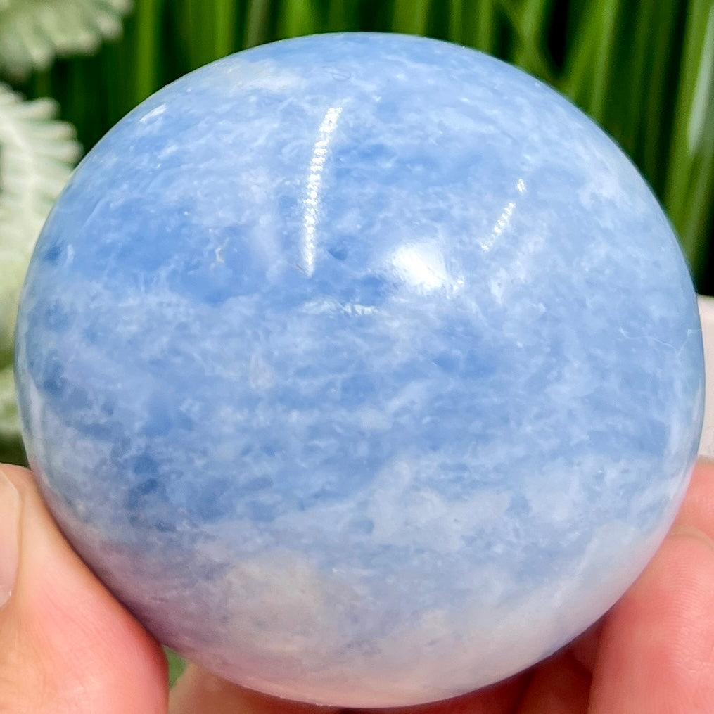 Blue Calcite Sphere Healing Crystal Ball 416g 66mm