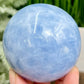 Blue Calcite Sphere Healing Crystal Ball 504g 71mm