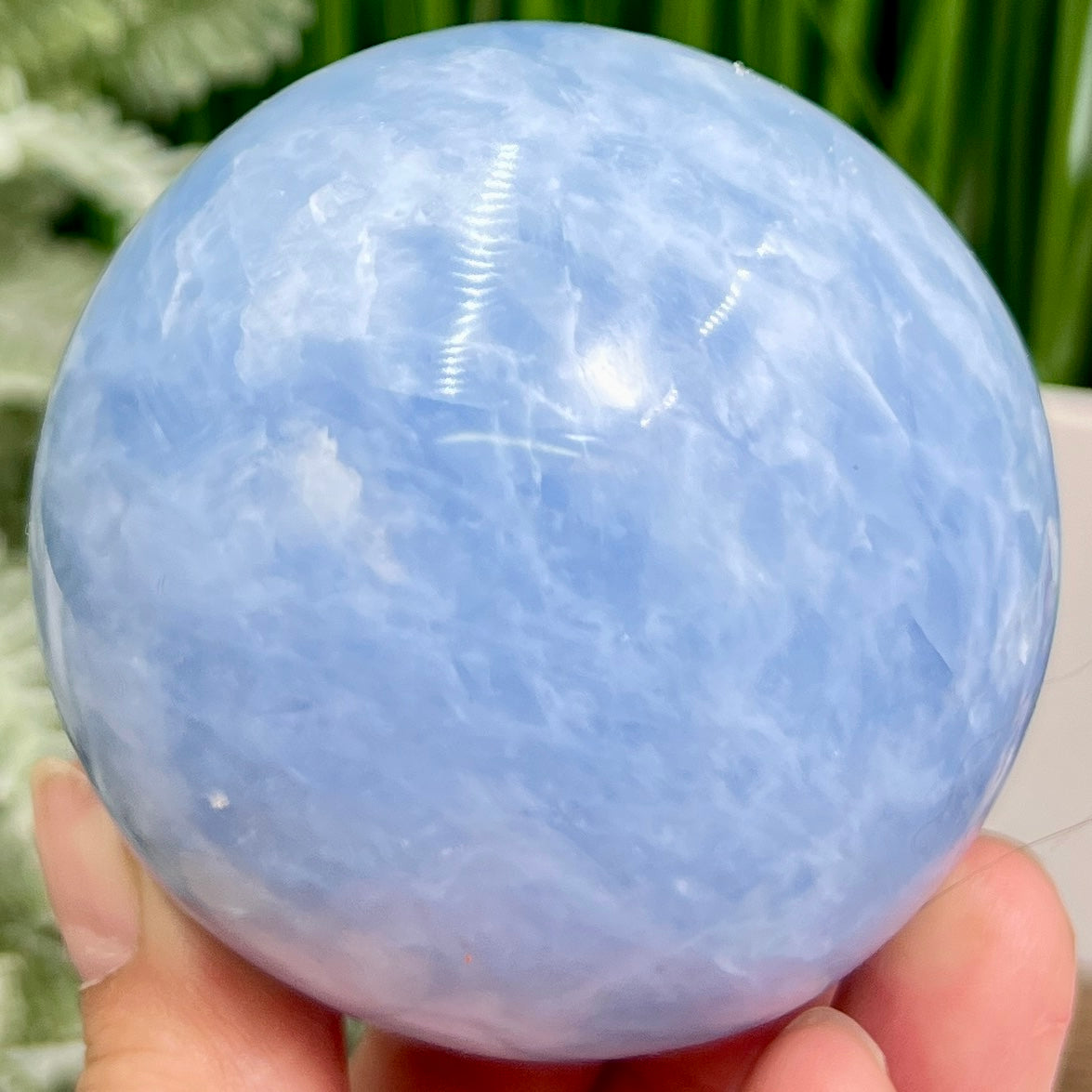 Blue Calcite Sphere Healing Crystal Ball 504g 71mm