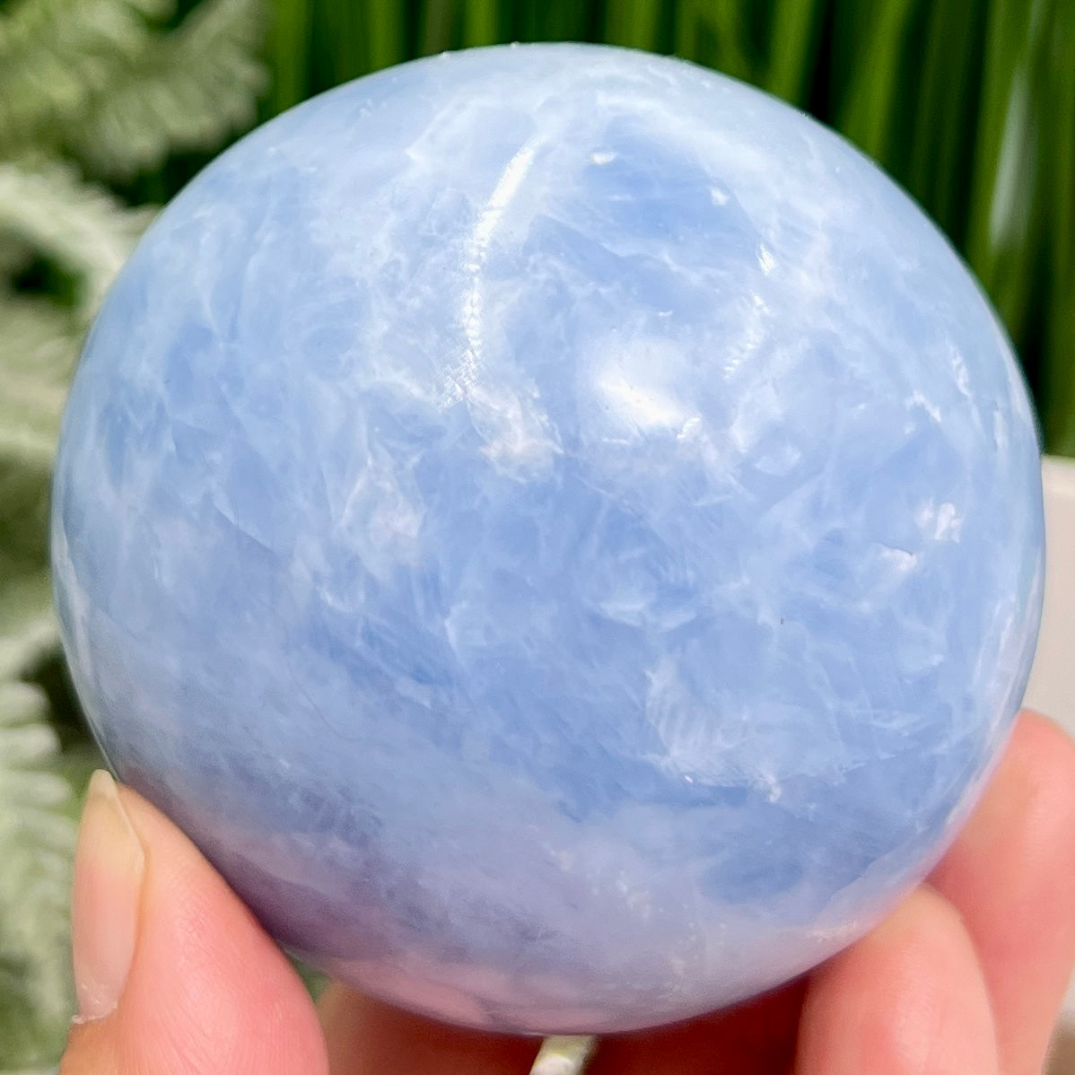 Blue Calcite Sphere Healing Crystal Ball 504g 71mm