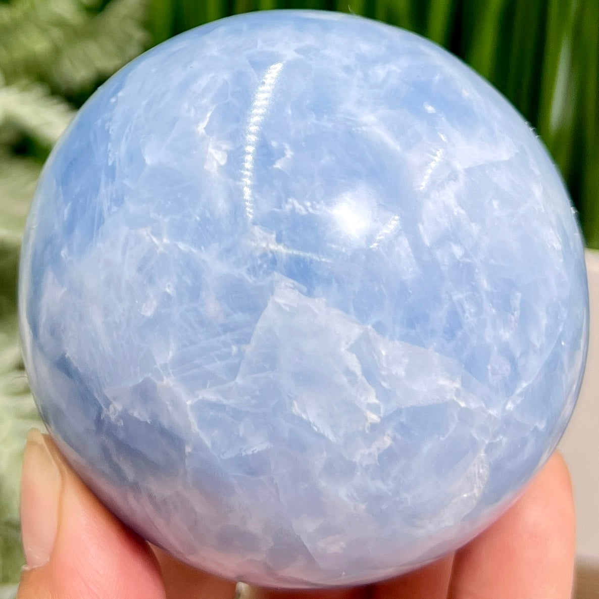 Blue Calcite Sphere Healing Crystal Ball 504g 71mm