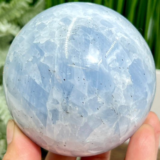 Blue Calcite with Galena Sphere Healing Crystal Ball 778g 82mm