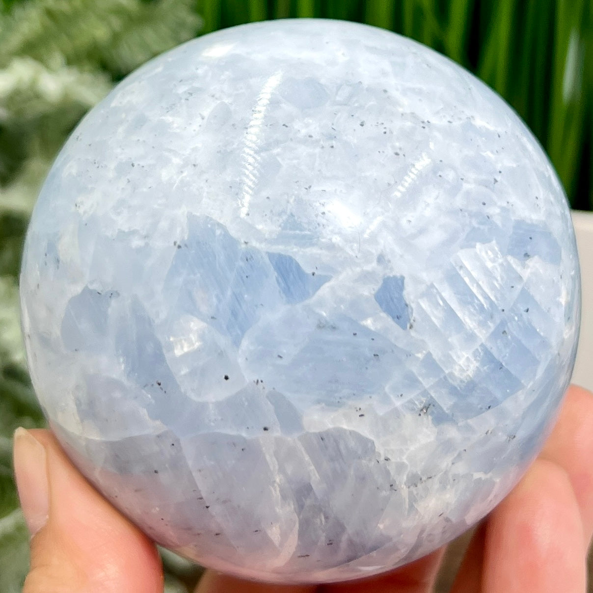 Blue Calcite with Galena Sphere Healing Crystal Ball 778g 82mm