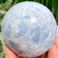 Blue Calcite with Galena Sphere Healing Crystal Ball 778g 82mm