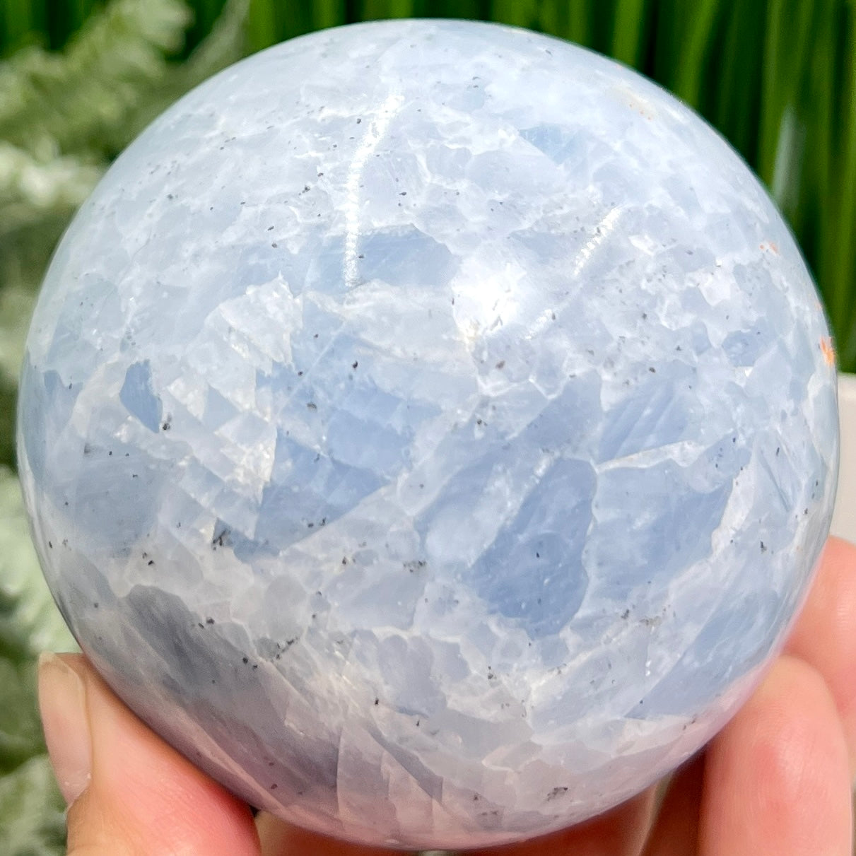 Blue Calcite with Galena Sphere Healing Crystal Ball 778g 82mm